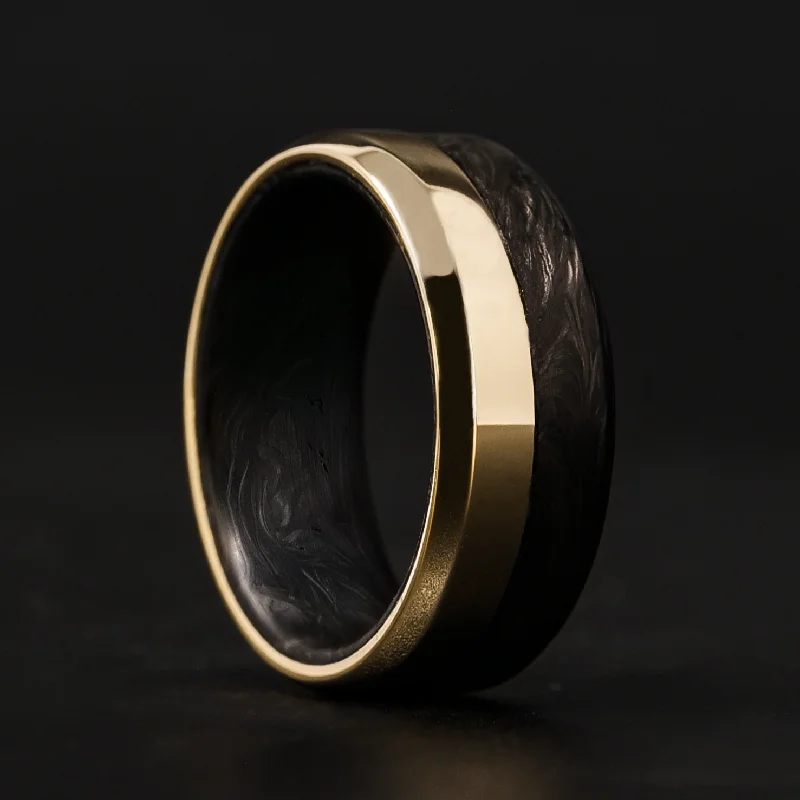 Women personalized rings -Gold and Forged Carbon Fiber Ring | Forged Carbon Fiber Liner