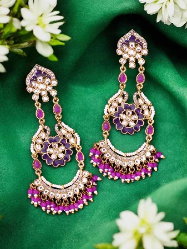 Custom earrings for women -Purple Dia Chandbalis