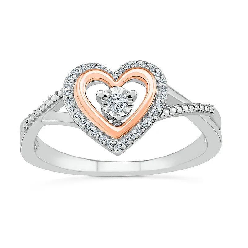 Women ruby rings -1/10ctw Diamond Heart Ring