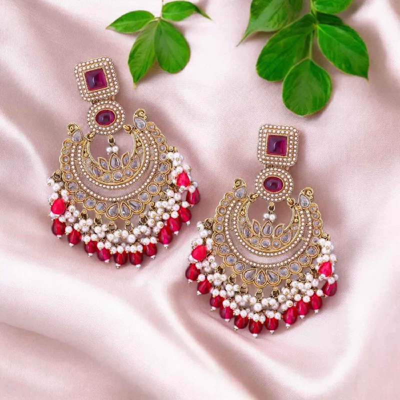 Women vintage gemstone earrings -Rani Aafsha Chandbalis