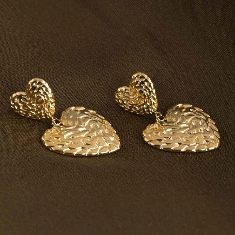 Women clip-on earrings -Rippled Hearts Earrings