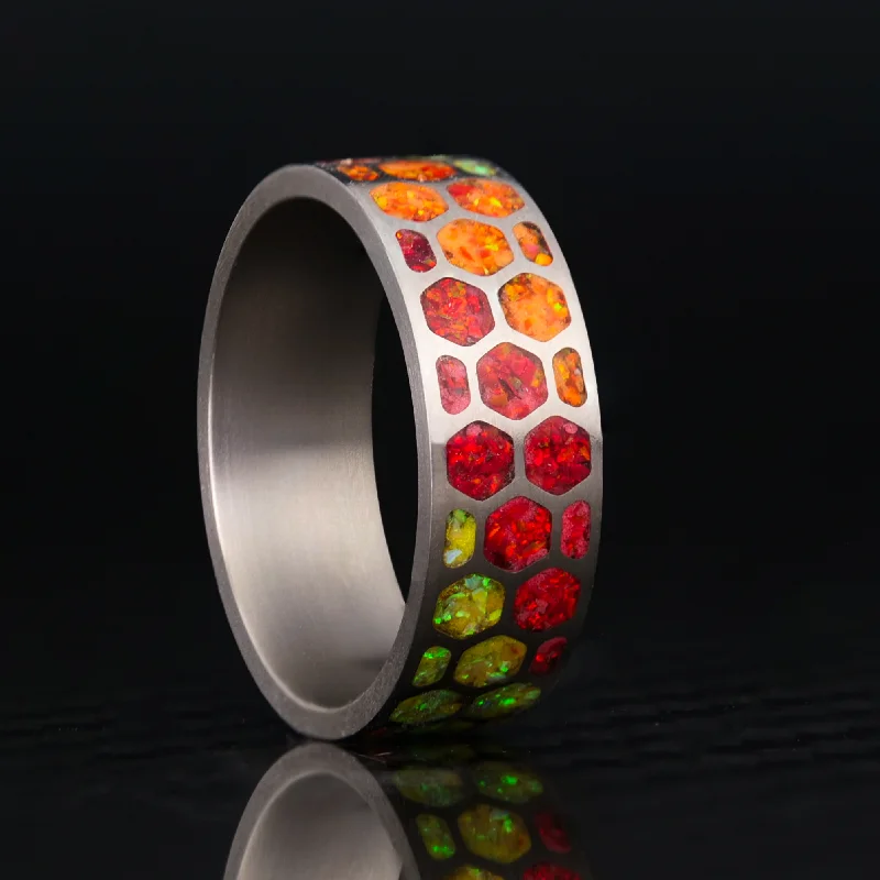 Women engagement rings -Solar Flame Hexagon Glowstone Ring