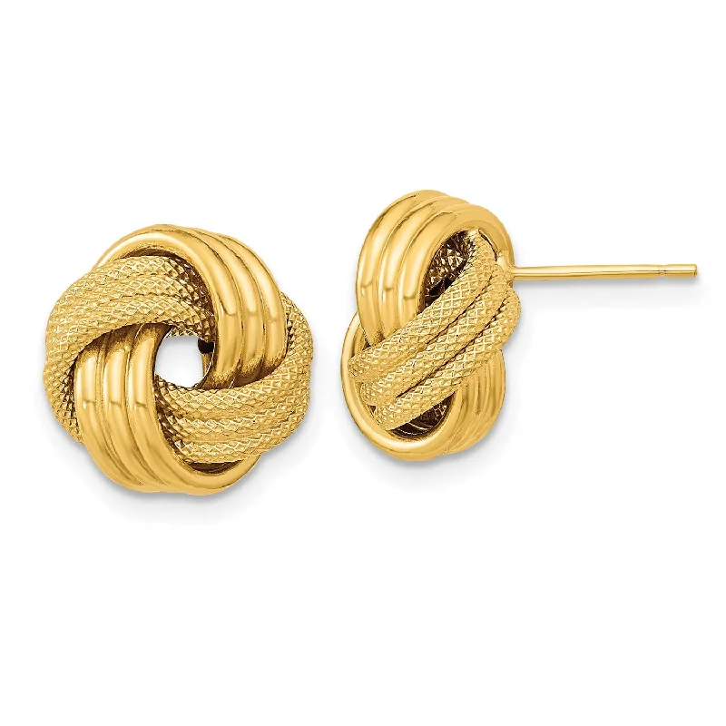 Women crystal earrings -14KT Yellow Gold Love Knot Earrings