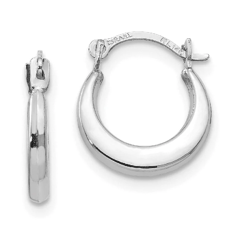 Women pearl drop earrings -14KT White Gold 2X7MM Hoop Earrings