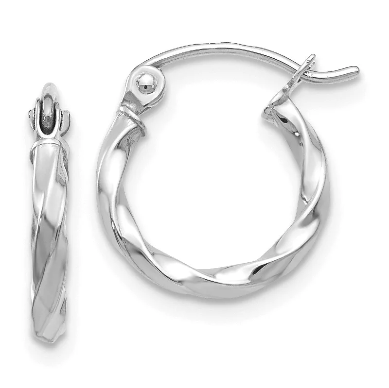 Women heart-shaped earrings -14KT White Gold 10X2MM Twist Hoop Earrings