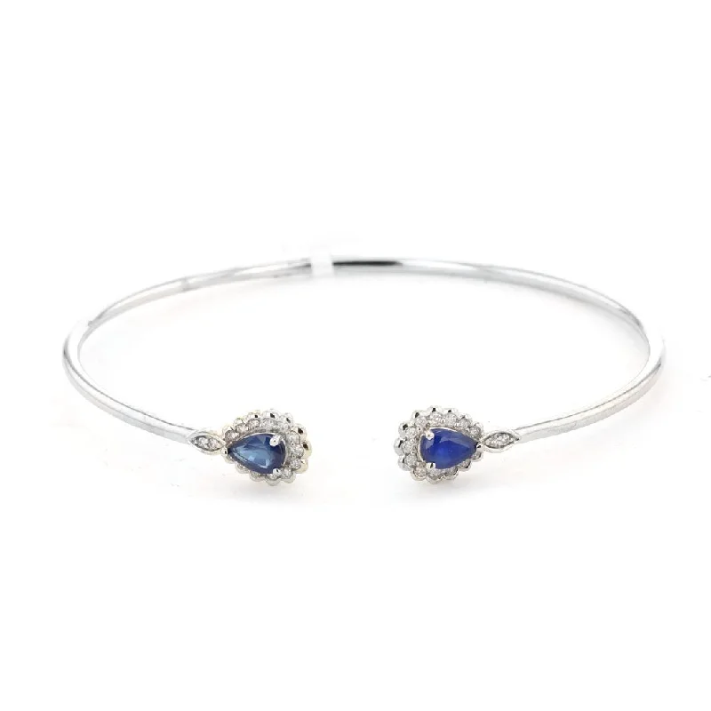 Women trendy stackable bangles and bracelets -Blue Sapphire & Diamond Bangle Bracelet