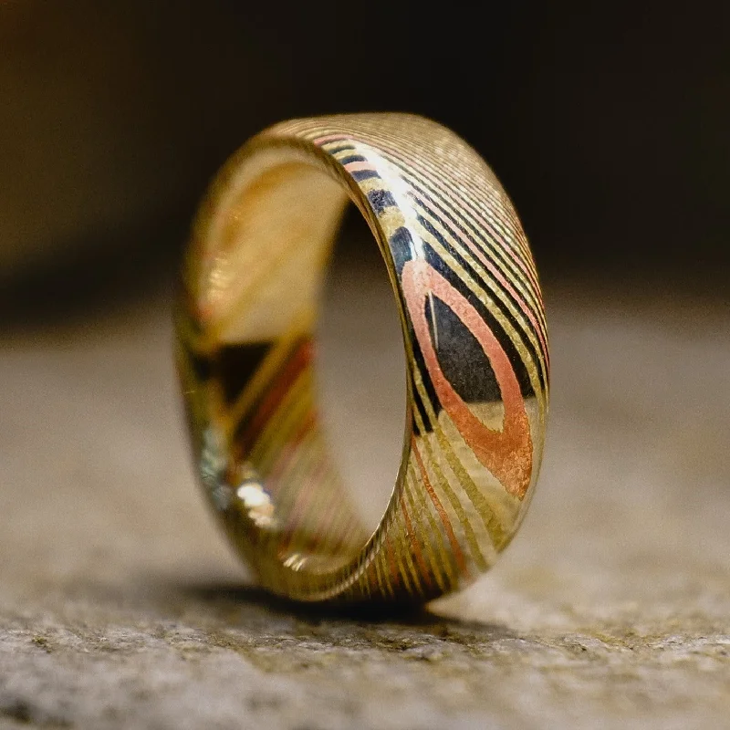 Women vintage-inspired rings -Mokume Gane Ring