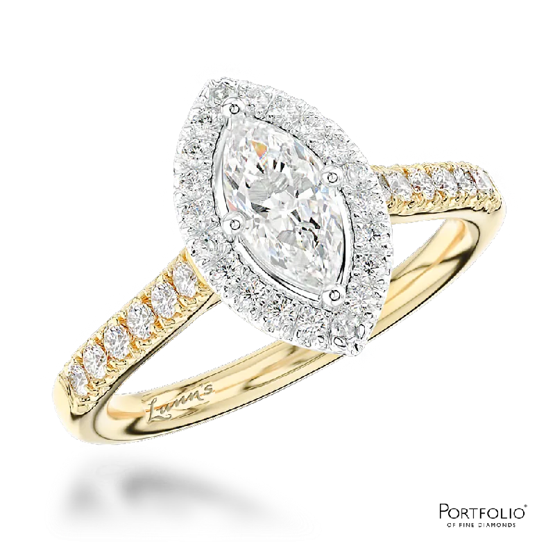 Women contemporary rings -Cluster 0.41ct F SI1 Diamond Yellow Gold/Platinum Ring