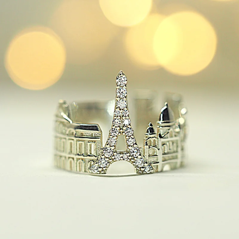 Women contemporary rings -Paris Ring with many Diamonds