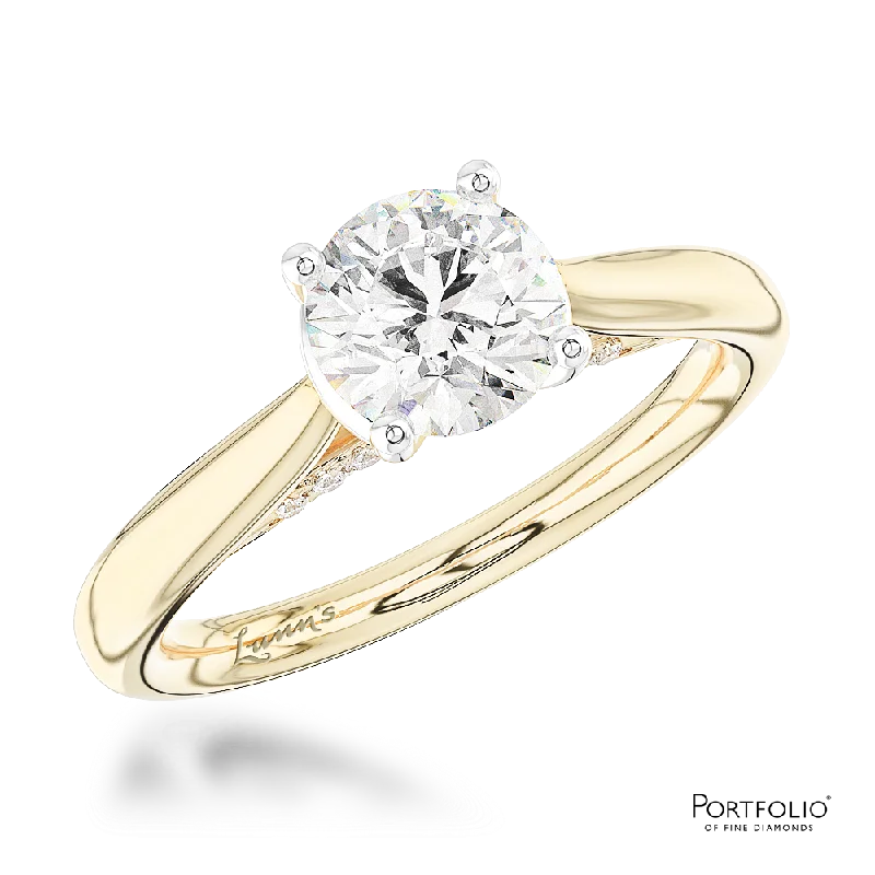 Women luxury rings -Solitaire 0.90ct E VS2 Diamond Yellow Gold/Platinum Ring