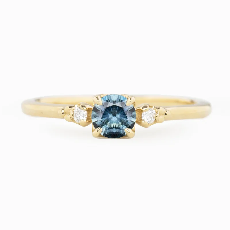 Chunky engagement rings for women -Estel Ring 0.45ct Teal Blue Montana Sapphire, 14k Yellow Gold