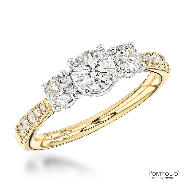 Silver rings for women -Skye Classic Three Stone 0.30ct F VS2 Diamond Yellow Gold/Platinum Ring