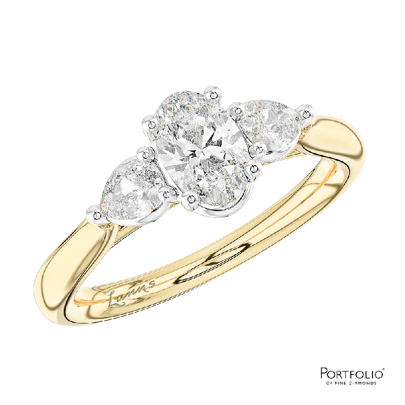 Women large rings -Three Stone 0.50ct F VS1 Diamond Yellow Gold/Platinum Ring