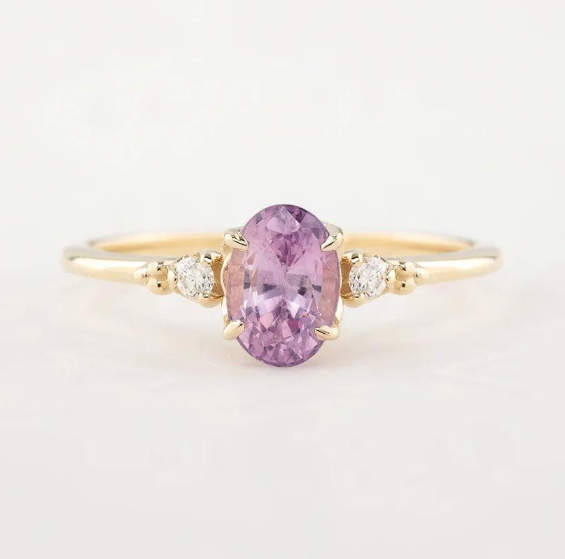 Affordable engagement rings for women -Estel Ring 1.13ct Oval Pink Sapphire, 14k Yellow Gold (One of a kind)