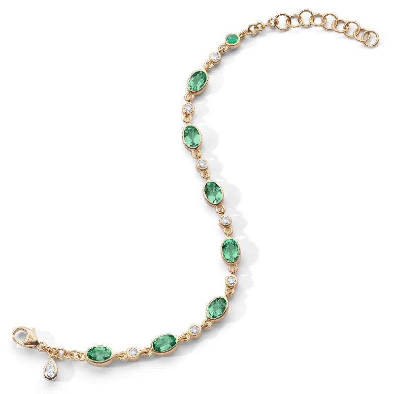 Women zodiac bangles and bracelets -Green Tourmaline Tennis Bracelet in 18K Gold