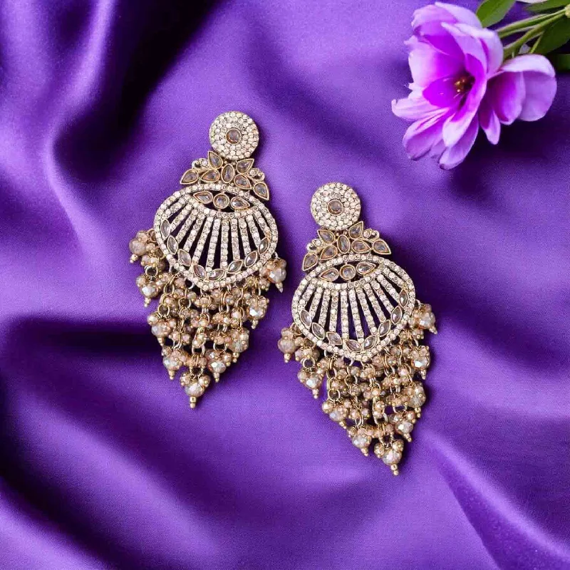 Women crystal earrings -Golden Swayara Chandbalis