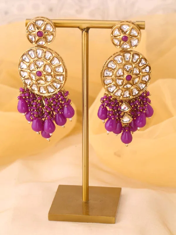 Women luxury drop earrings -Purple Rachna Chandbalis