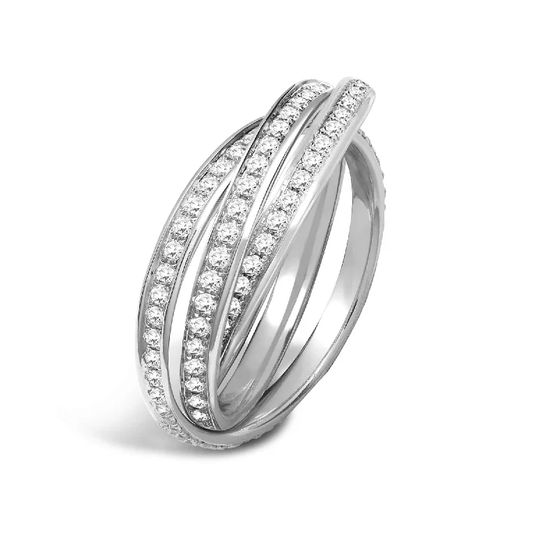 Double-layered engagement rings for women -18ct White 0.82ct 2mm RWR Full Set