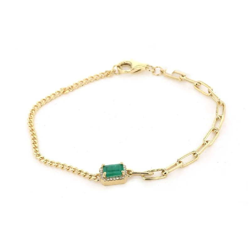 Women multi-strand bangles and bracelets -Emerald & Diamond Paper Clip Bracelet