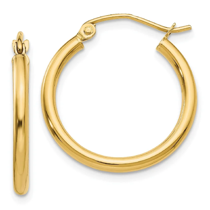 Women statement earrings -14KT Yellow Gold 20X2MM Hoop Earrings