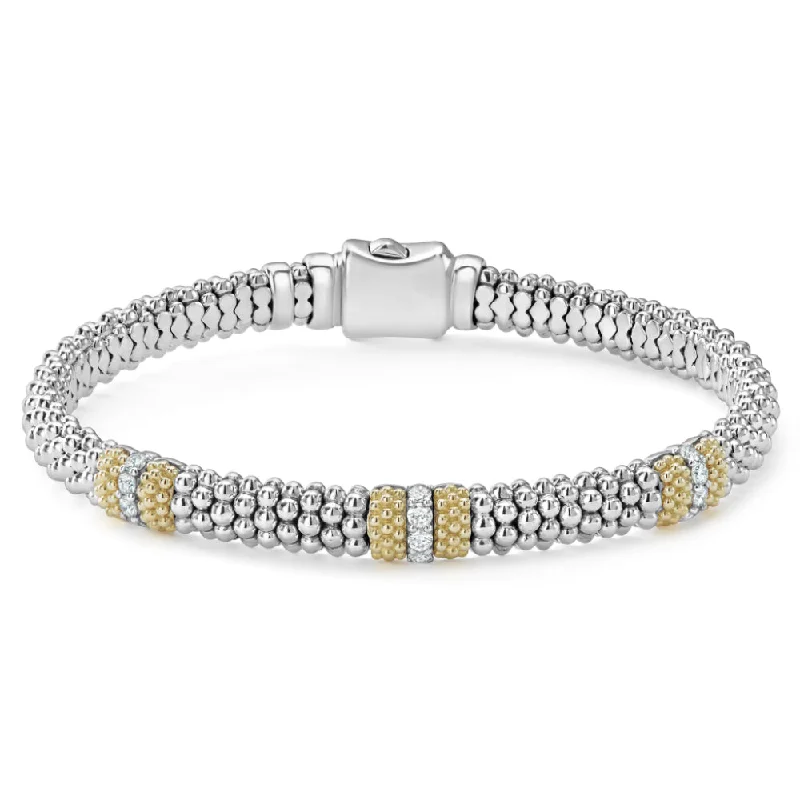 Women elegant bangles and bracelets -Lagos Caviar Lux Three Station Diamond Bracelet