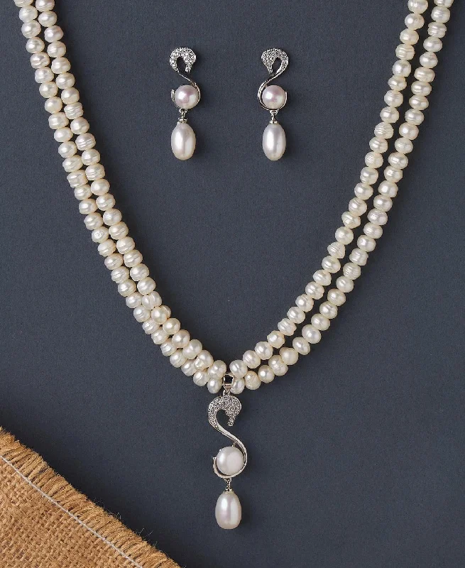 Bohemian charm necklaces for women -Simple and Elegant Real Pearl Necklace Set