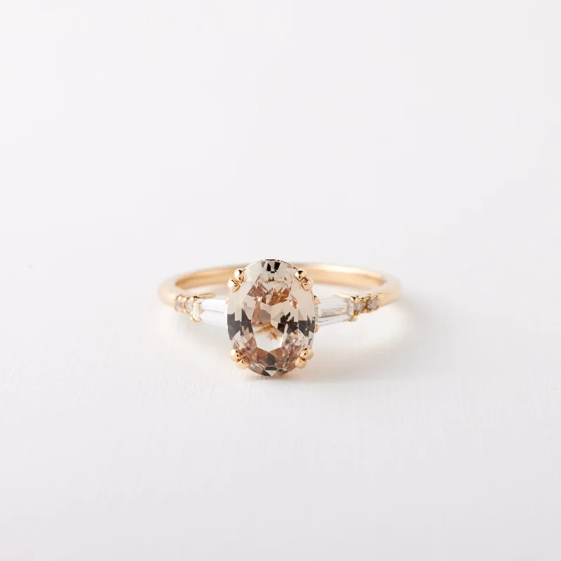 Chunky engagement rings for women -Sylvie Ring - 2.14ct. Peach Oval Sapphire