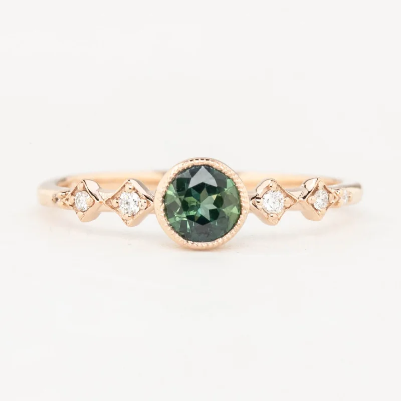 Chunky engagement rings for women -Celeste Ring 4.75mm 0.50ct Green Queensland Sapphire, 14k Rose Gold