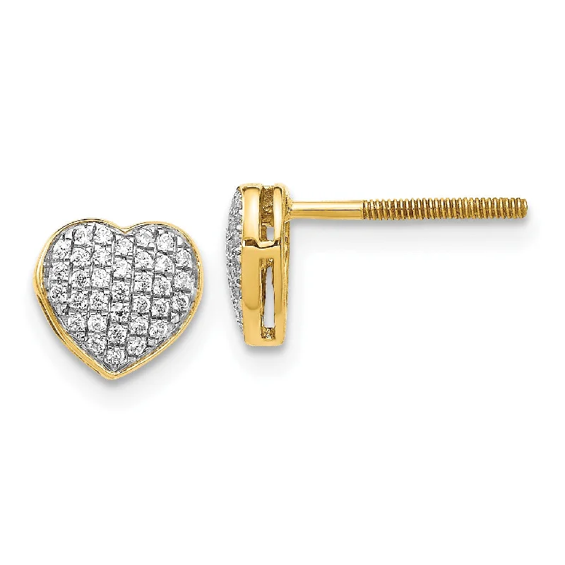 Women heart-shaped diamond earrings -1/5 CTW Diamond Heart Stud Earrings in 14KT Yellow Gold