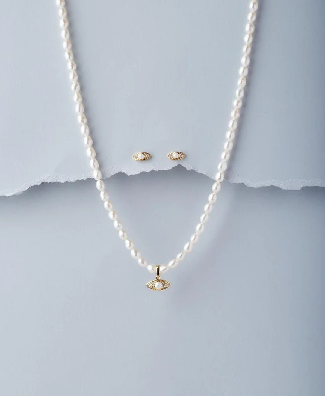 Charm necklaces for women -Trendy Real Pearl Necklace Set