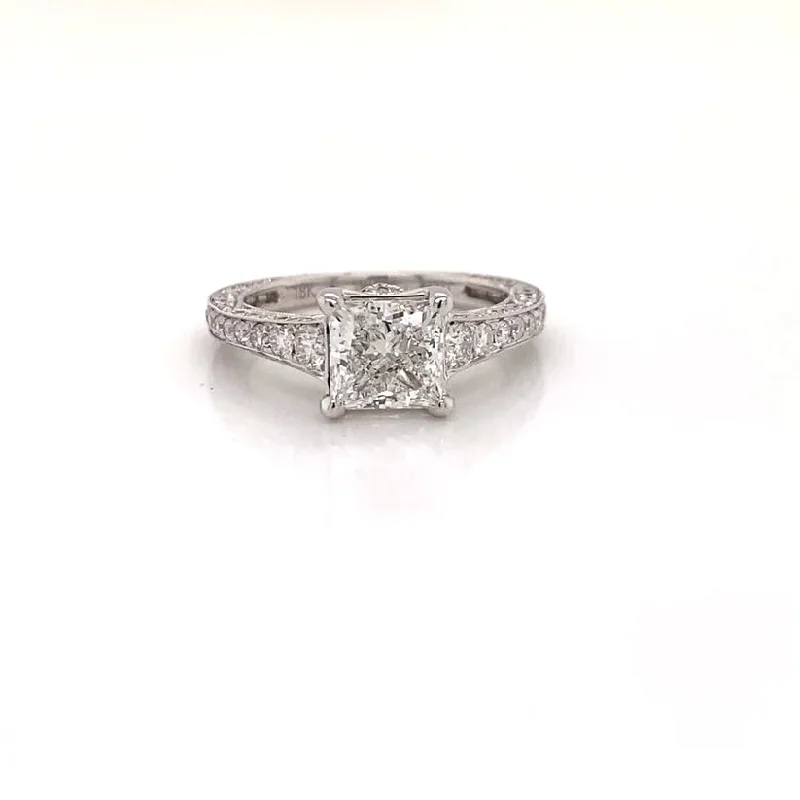 Women stacking rings -LIA 2 Carat Princess Cut Lab Grown Diamond Engagement Ring. IGI Certified