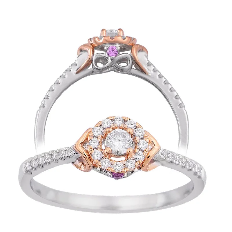 Women stacking gemstone rings -1/5ctw Diamond Halo Ring