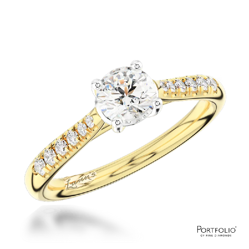 Women art deco rings -Solitaire 0.50ct G SI1 Diamond Yellow Gold/Platinum Ring