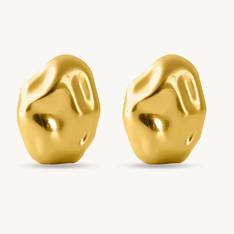 Women gold-plated earrings -Golden Rock Earrings