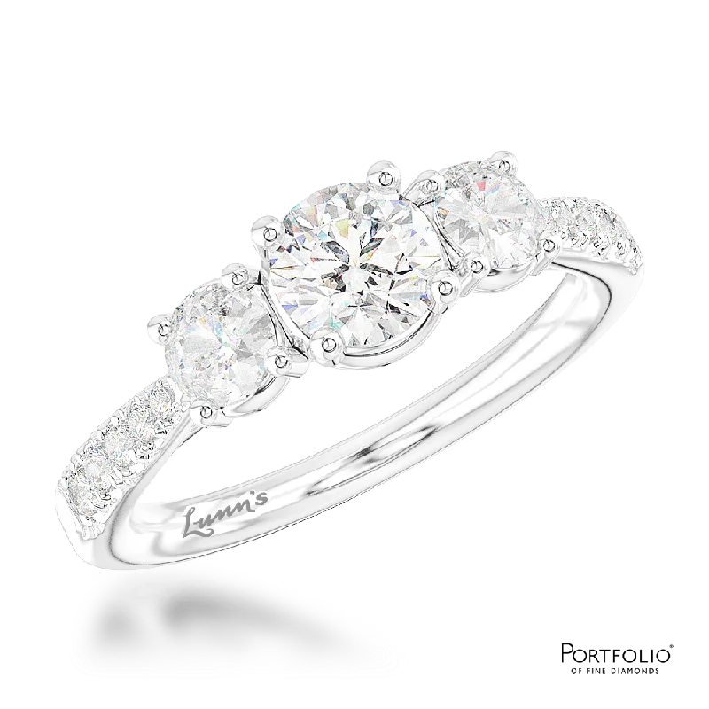 Women silver engagement rings -Skye Classic Three Stone 0.50ct F SI1 Diamond Platinum Ring