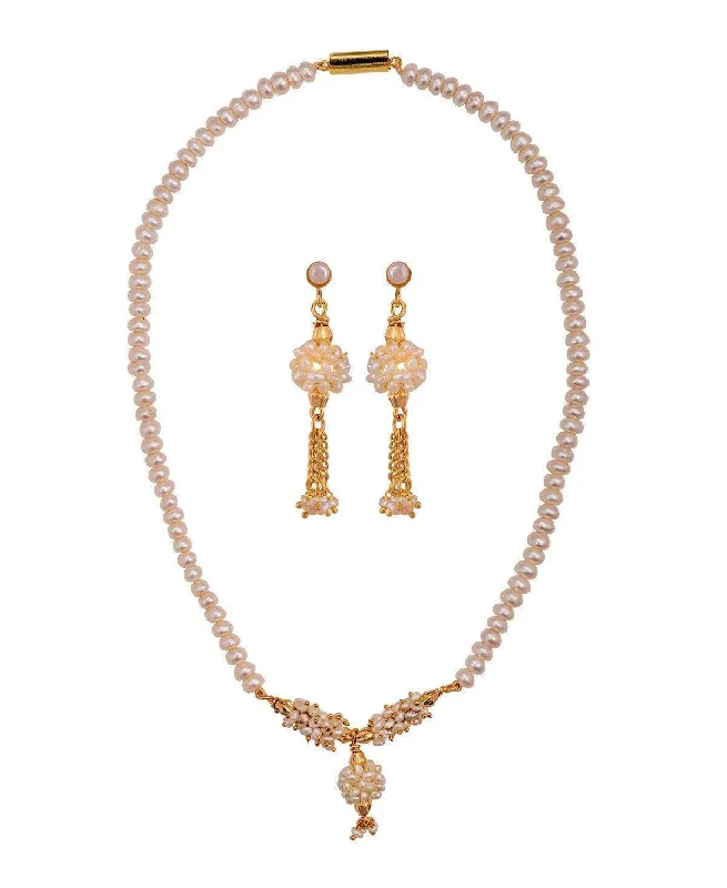 Diamond necklaces for women -Trendy Real Pearl Necklace Set