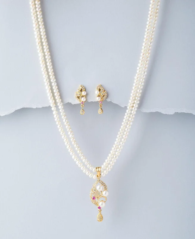 Diamond-encrusted necklaces for women -Trendy Real Pearl Necklace Set