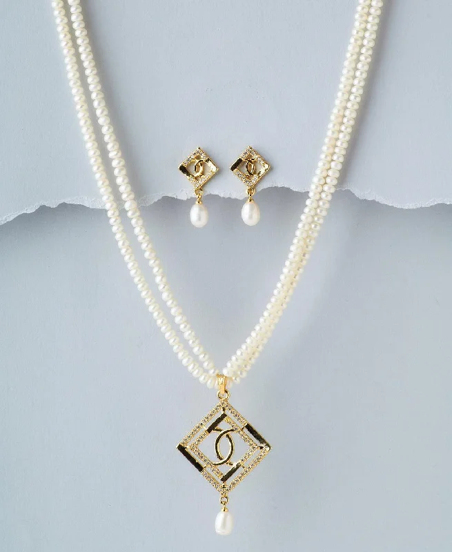 Everyday gold necklaces for women -Regal Real Pearl Necklace Set