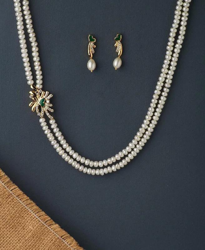 Nature-inspired necklaces for women -Ravishing Real Pearl Necklace Set