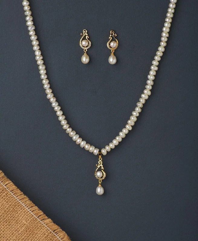 Classic diamond necklaces for women -Trendy Real Pearl Necklace Set