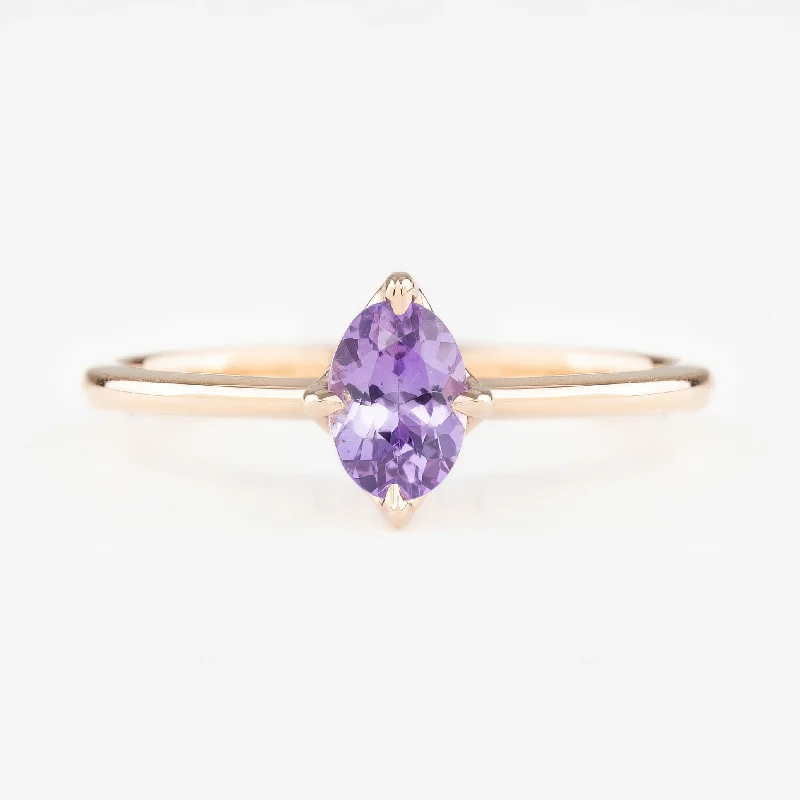 Modern engagement rings for women -Alice Ring 6mm 0.60ct Purple Madagascar Sapphire, 14k Rose Gold