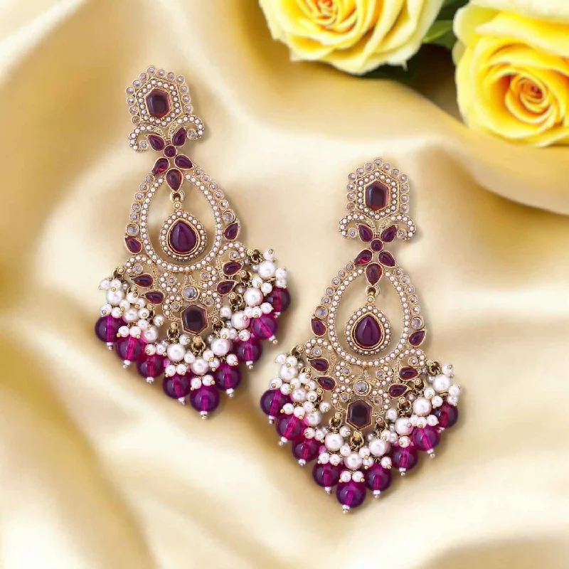 Women gemstone hoop earrings -Purple Aamira Danglers