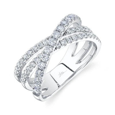 Women classic silver rings -Shy Creation .79ctw Diamond Bridge Ring