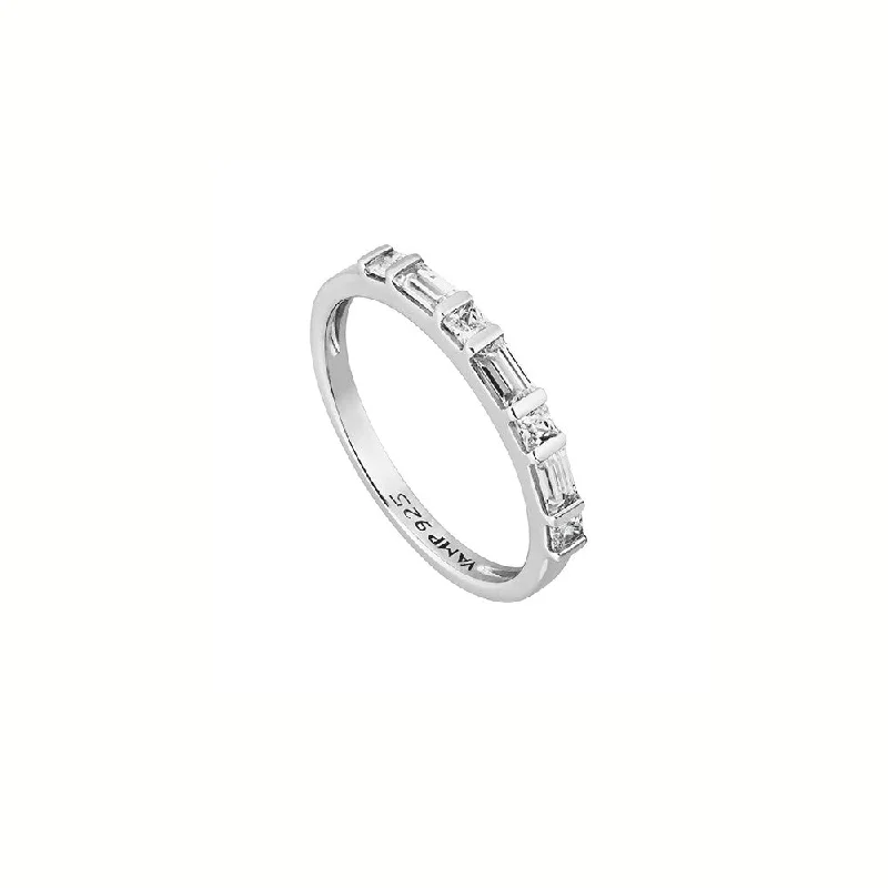 Women stacking gemstone rings -Silver Sempre Ring 1