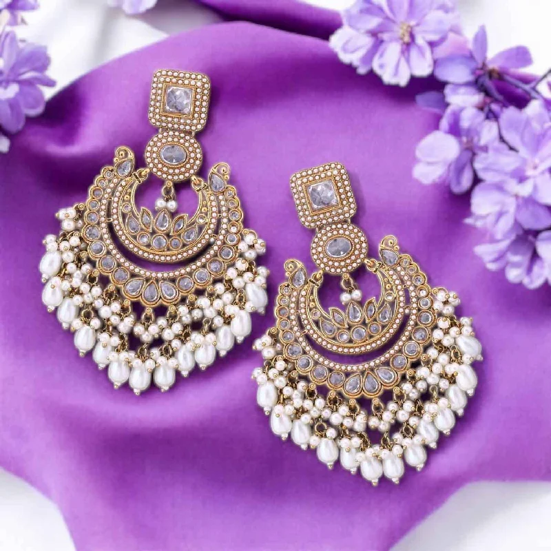 Silver earrings for women -Ivory Aafsha Chandbalis