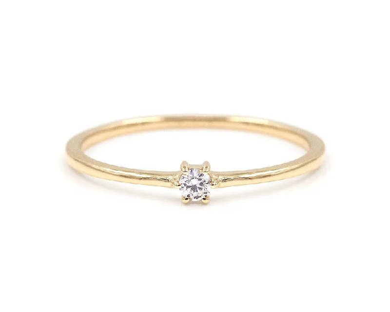 Women chunky rings -Single Diamond Stacker