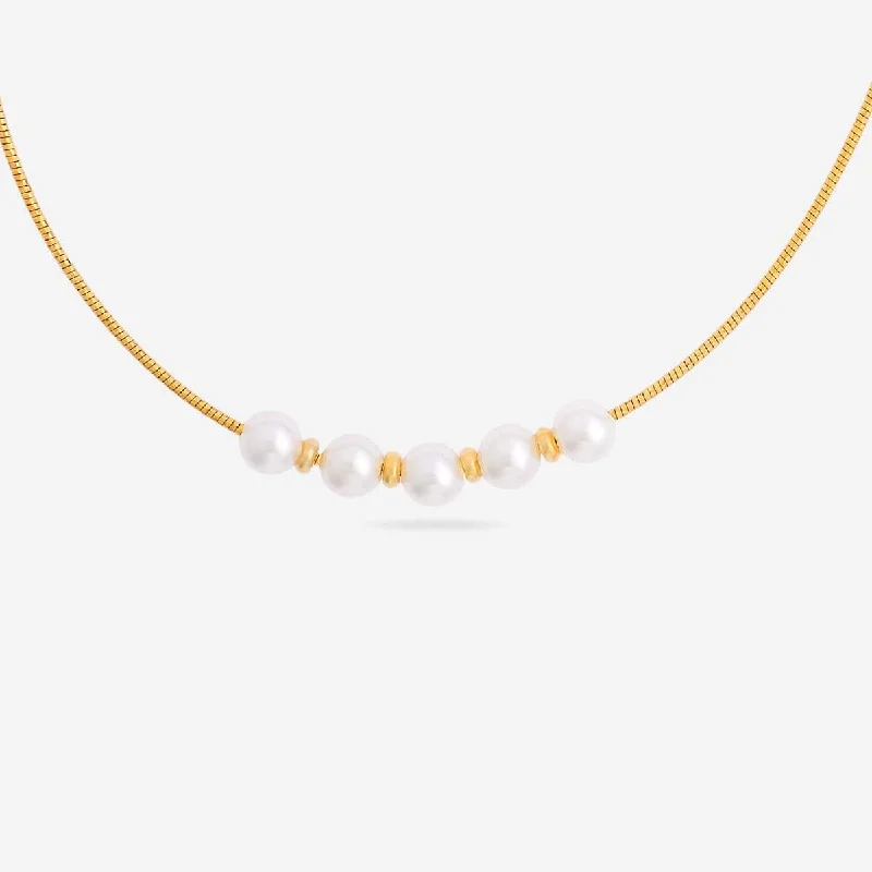 Gold-plated necklaces for women -Trendy Pearl Necklace 174687