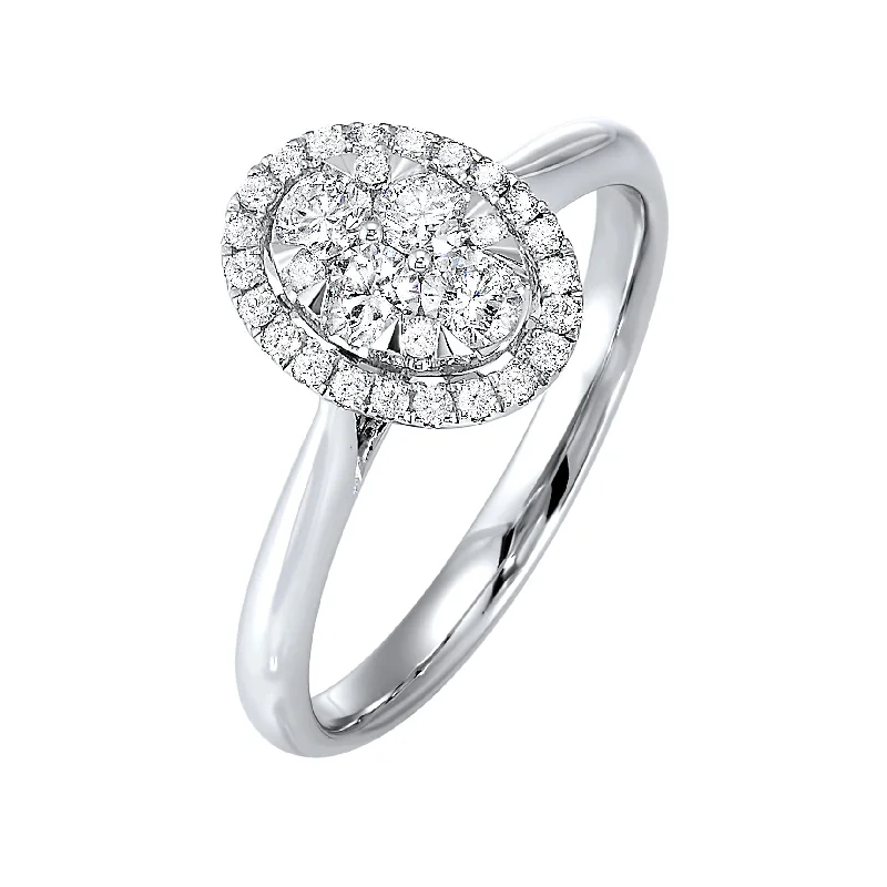 Double-layered engagement rings for women -14K Diamond Ring