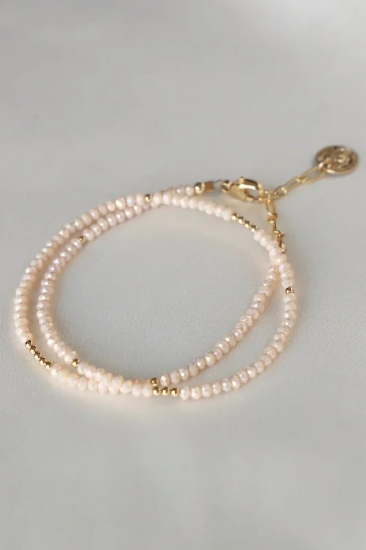 Women classic bangles and bracelets -PINK OPAL PETITE DOUBLE WRAP BRACELET