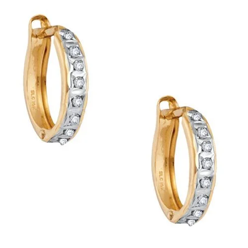 Custom earrings for women -Diamond Fascination 14KT Yellow Gold 12MM Diamond Accent Hoop Earrings